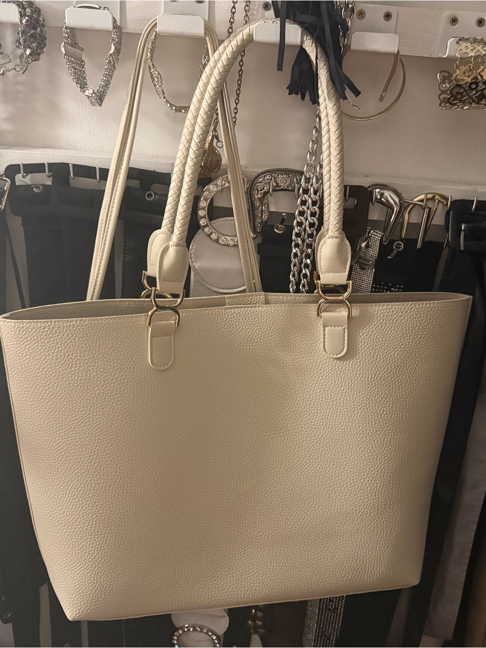 Ulta Beauty Cream Braided-Handle Tote